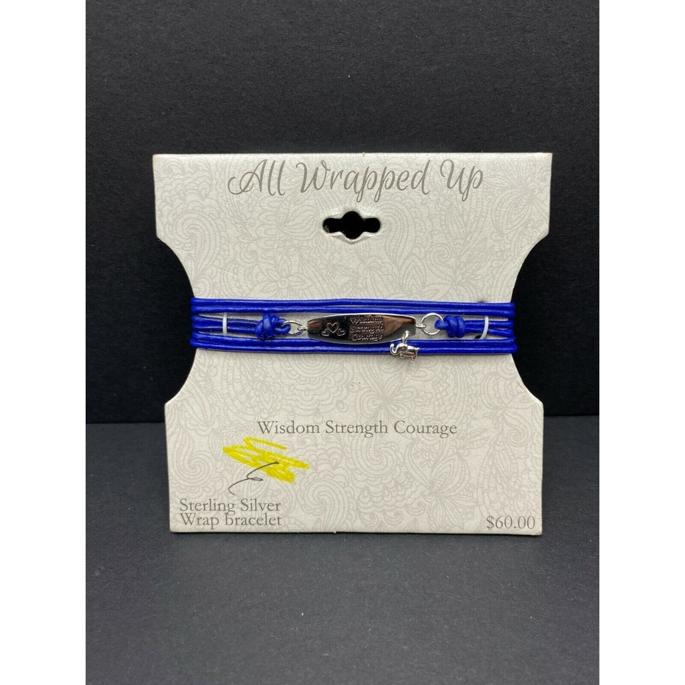Bracelet Sterling Silver Leather Wrap All Wrapped Up Wisdom Strength Courage